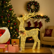 Christabelle Light Up Christmas Reindeer Display Indoor & Outdoor Decoration Warm White LED Lights Gold Bow V240-112_MHA603