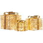 Christabelle Set of 3 Battery Operated Golden Christmas Gift Boxes w/Warm White LED Lights Indoor Decorative V240-112_MHA604