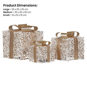 Christabelle Set of 3 Battery Operated Golden Christmas Gift Boxes w/Warm White LED Lights Indoor Decorative V240-112_MHA604