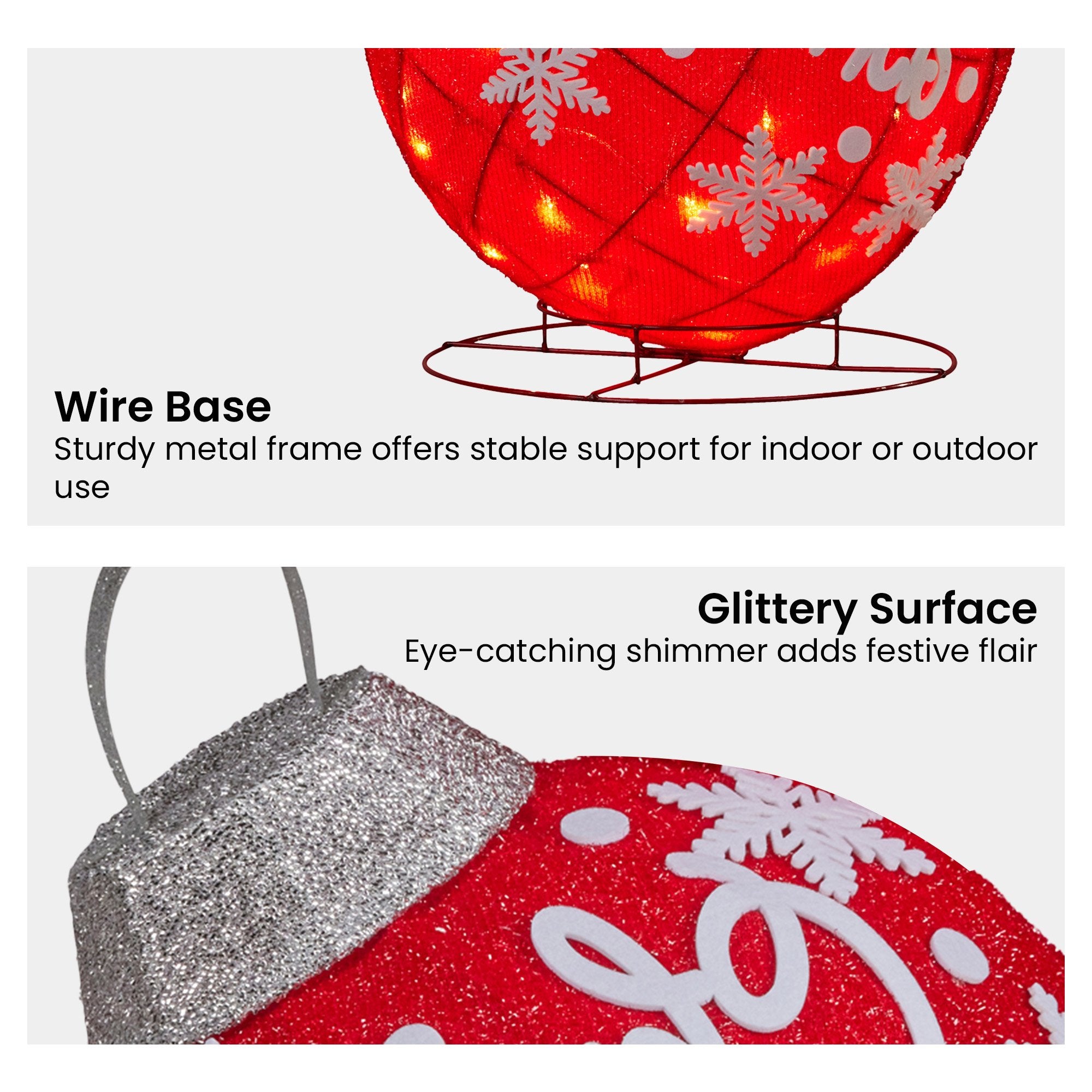 Christabelle Oversized Christmas Bauble Display Warm White Led Lights Glitter V240-112_MHA608