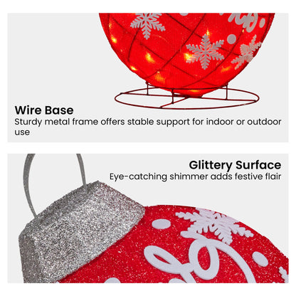 Christabelle Oversized Christmas Bauble Display Warm White Led Lights Glitter V240-112_MHA608