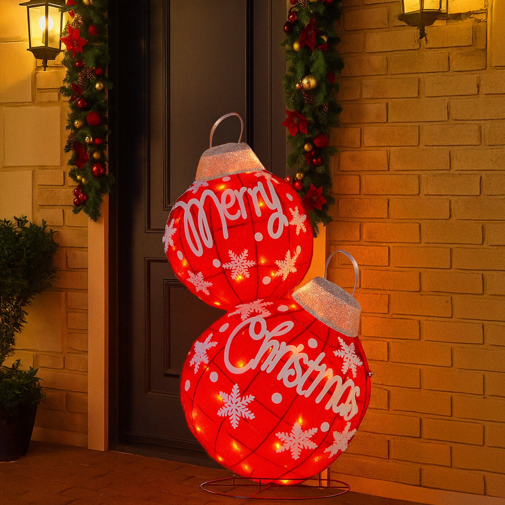 Christabelle Oversized Christmas Bauble Display Warm White Led Lights Glitter V240-112_MHA608