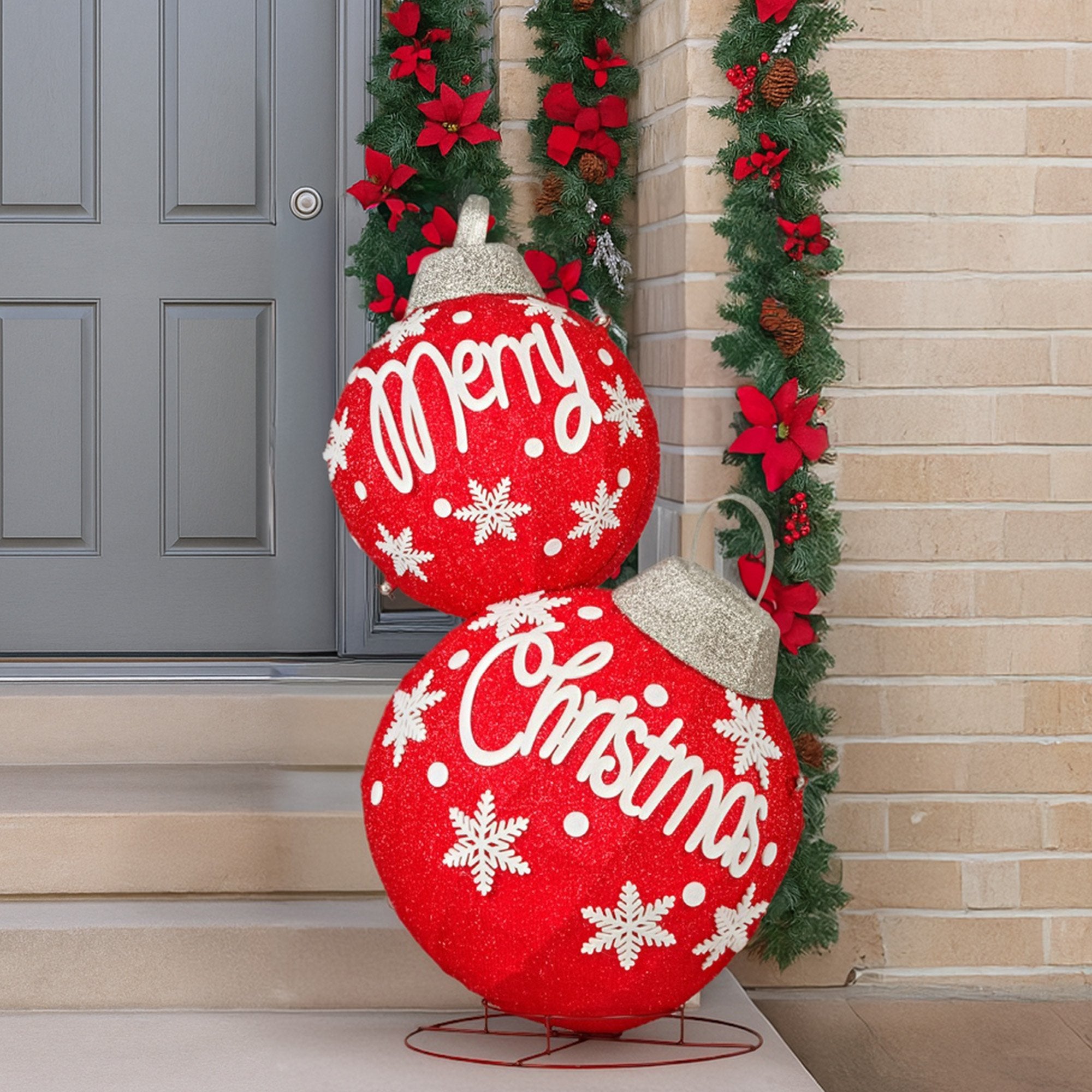 Christabelle Oversized Christmas Bauble Display Warm White Led Lights Glitter V240-112_MHA608