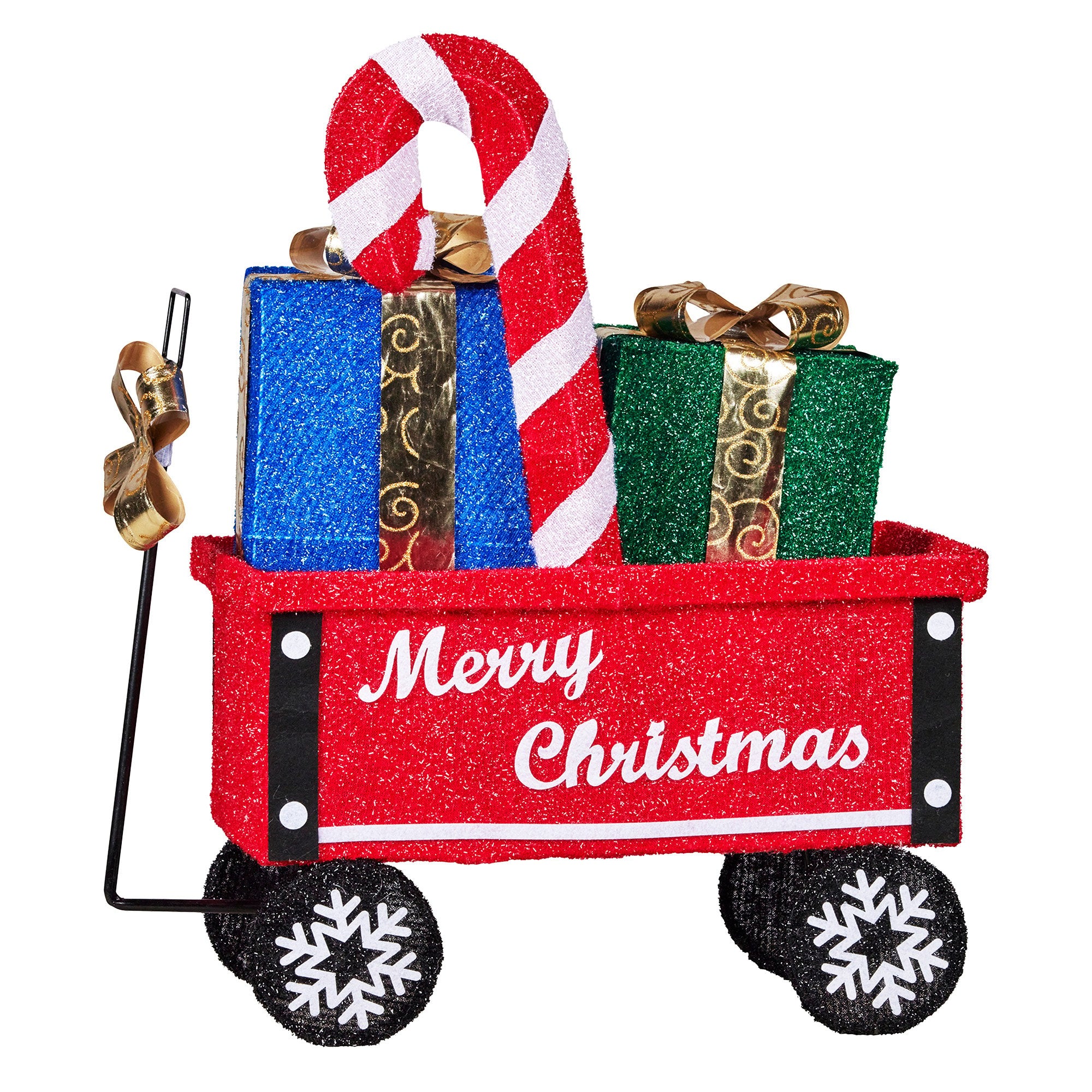 Christabelle Christmas Cart Display w/Candy Cane & Presents Warm White LED Lights Wire Frame Structure Indoor V240-112_MHA610