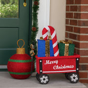Christabelle Christmas Cart Display w/Candy Cane & Presents Warm White LED Lights Wire Frame Structure Indoor V240-112_MHA610