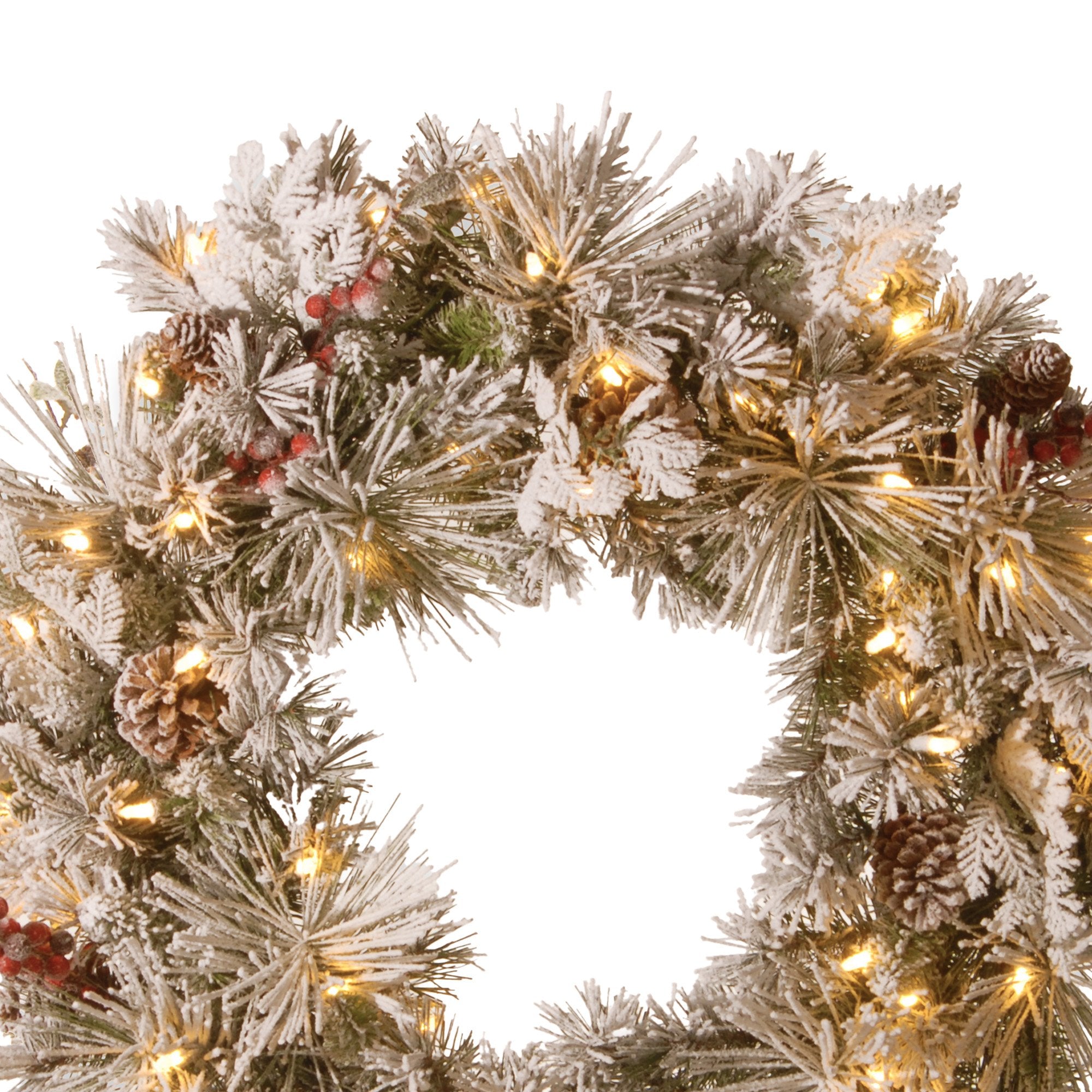 Christabelle 61cm Snowy Christmas Wreath Bedford with LED Lights Front Door Decoration Ornament V240-112_NATSB61W