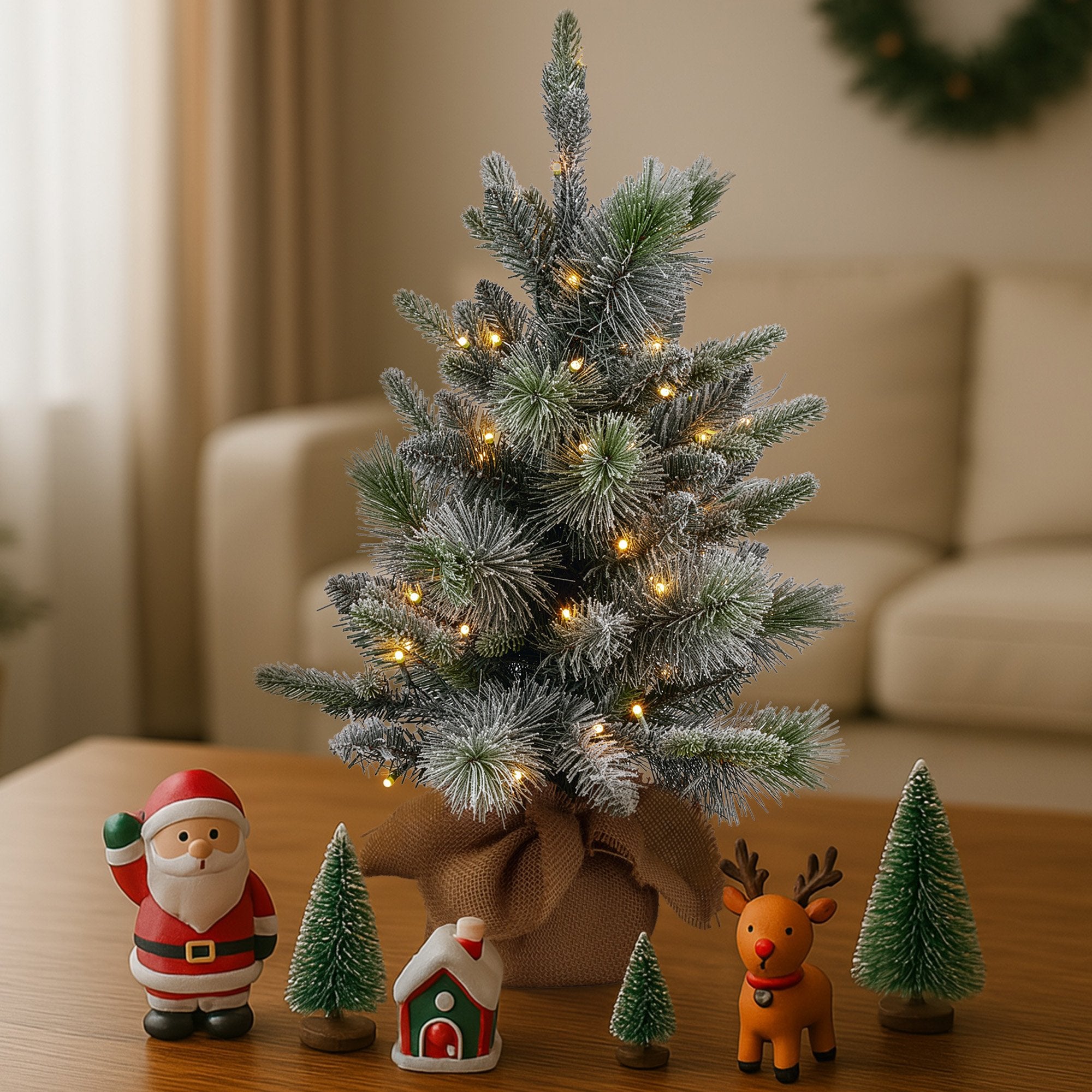 Christabelle 61cm Pre-Lit Snowy Stamford Spruce Battery-Operated Mini Christmas Tree Multi-Functional LED V240-112_NATSS2