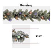 Christabelle 2.7m Christmas Garland Snowy with LED Lights Stamford Spruce Tree Decoration Ornament V240-112_NATSS274