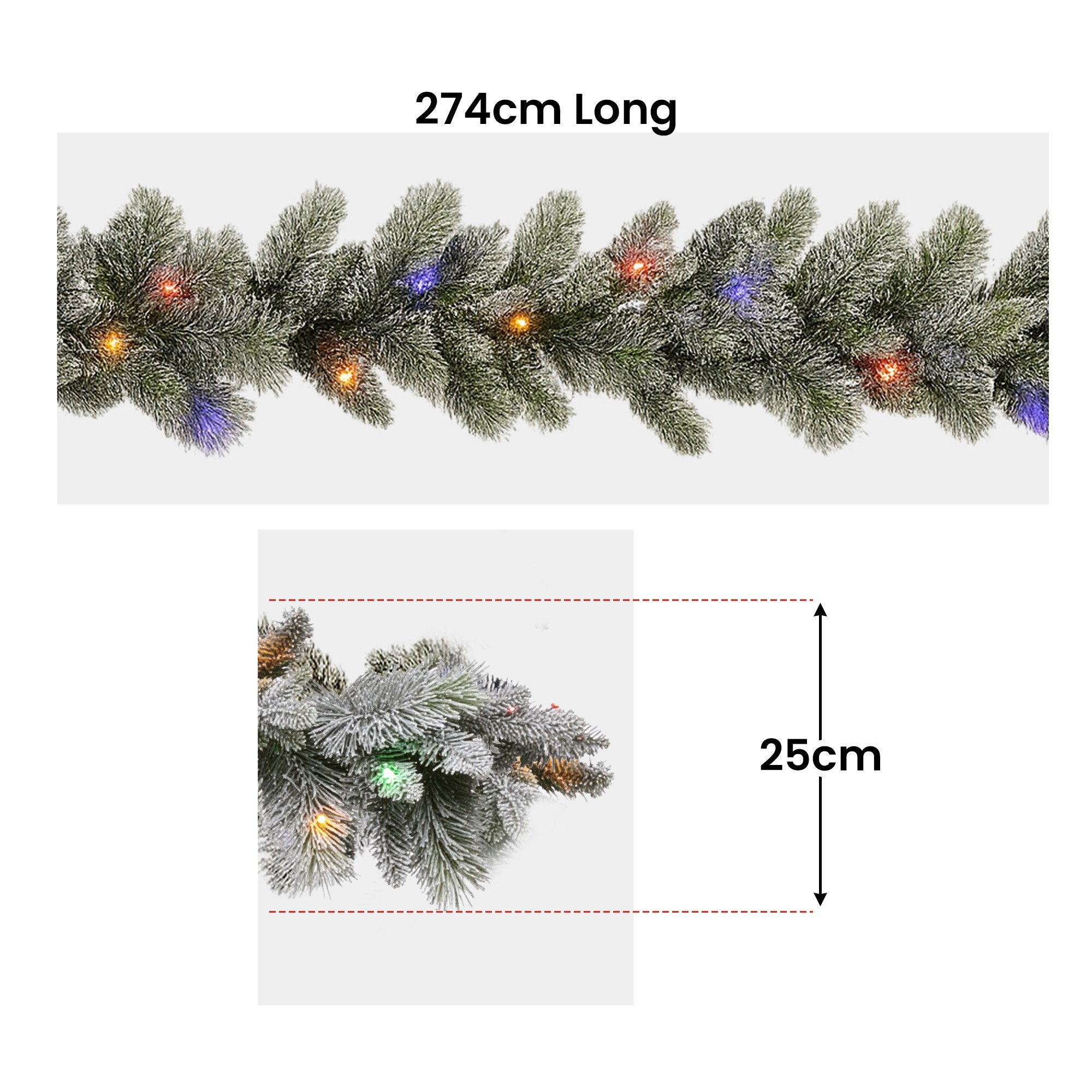 Christabelle 2.7m Christmas Garland Snowy with LED Lights Stamford Spruce Tree Decoration Ornament V240-112_NATSS274