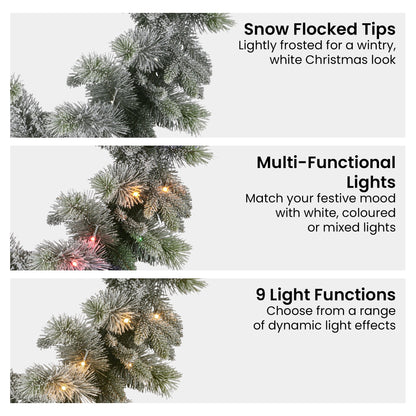 Christabelle 2.7m Christmas Garland Snowy with LED Lights Stamford Spruce Tree Decoration Ornament V240-112_NATSS274