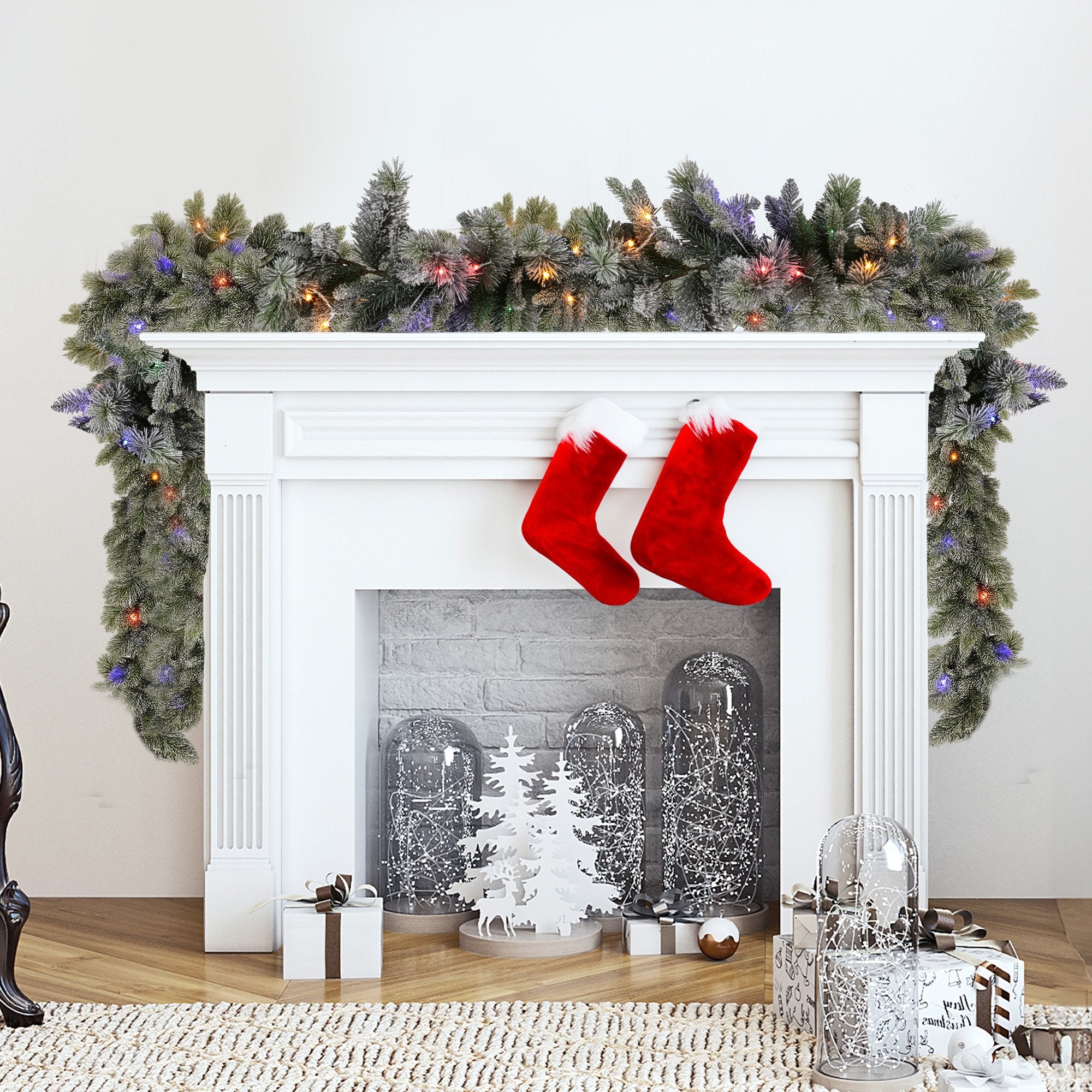 Christabelle 2.7m Christmas Garland Snowy with LED Lights Stamford Spruce Tree Decoration Ornament V240-112_NATSS274