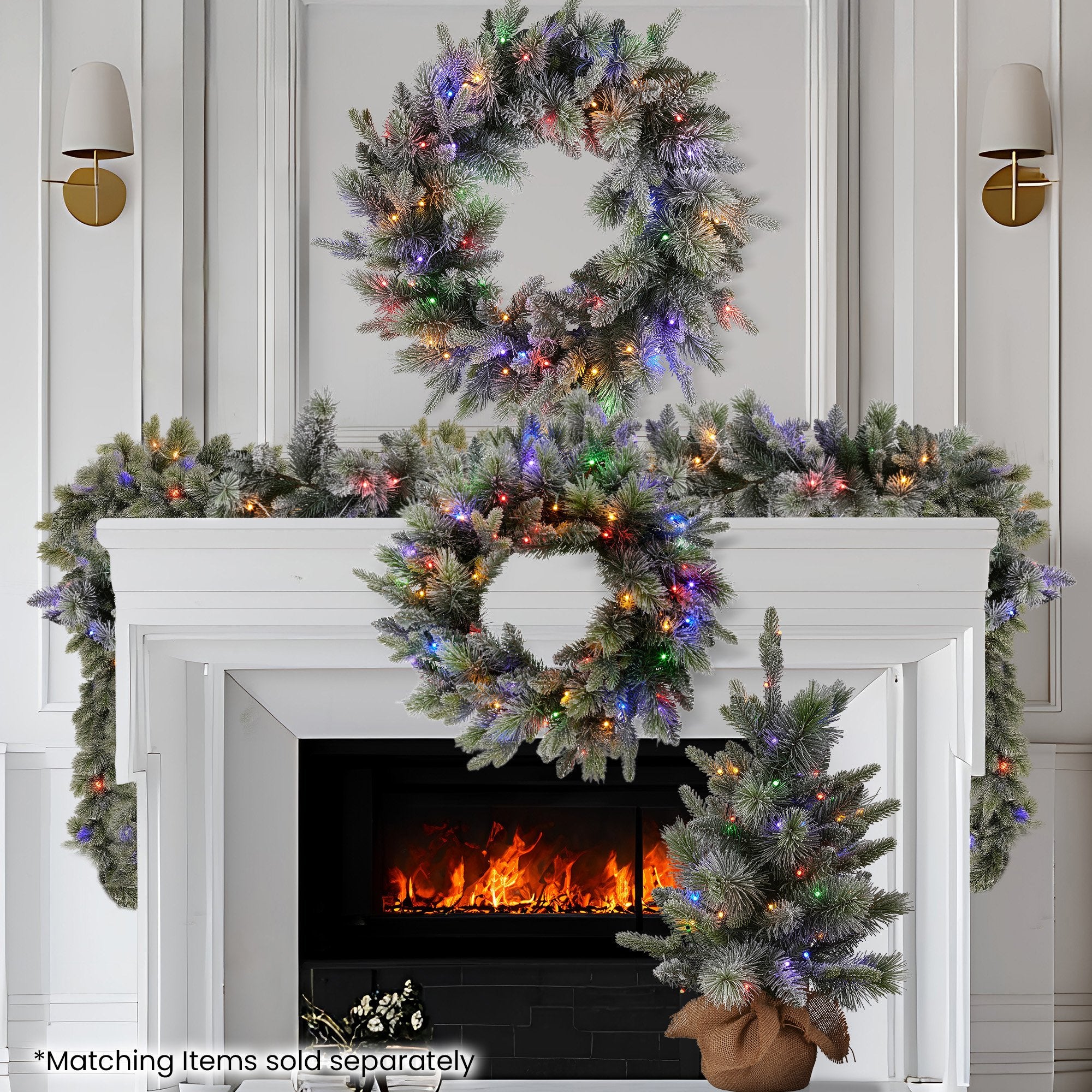 Christabelle 2.7m Christmas Garland Snowy with LED Lights Stamford Spruce Tree Decoration Ornament V240-112_NATSS274