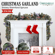 Christabelle 2.7m Christmas Garland Snowy with LED Lights Stamford Spruce Tree Decoration Ornament V240-112_NATSS274