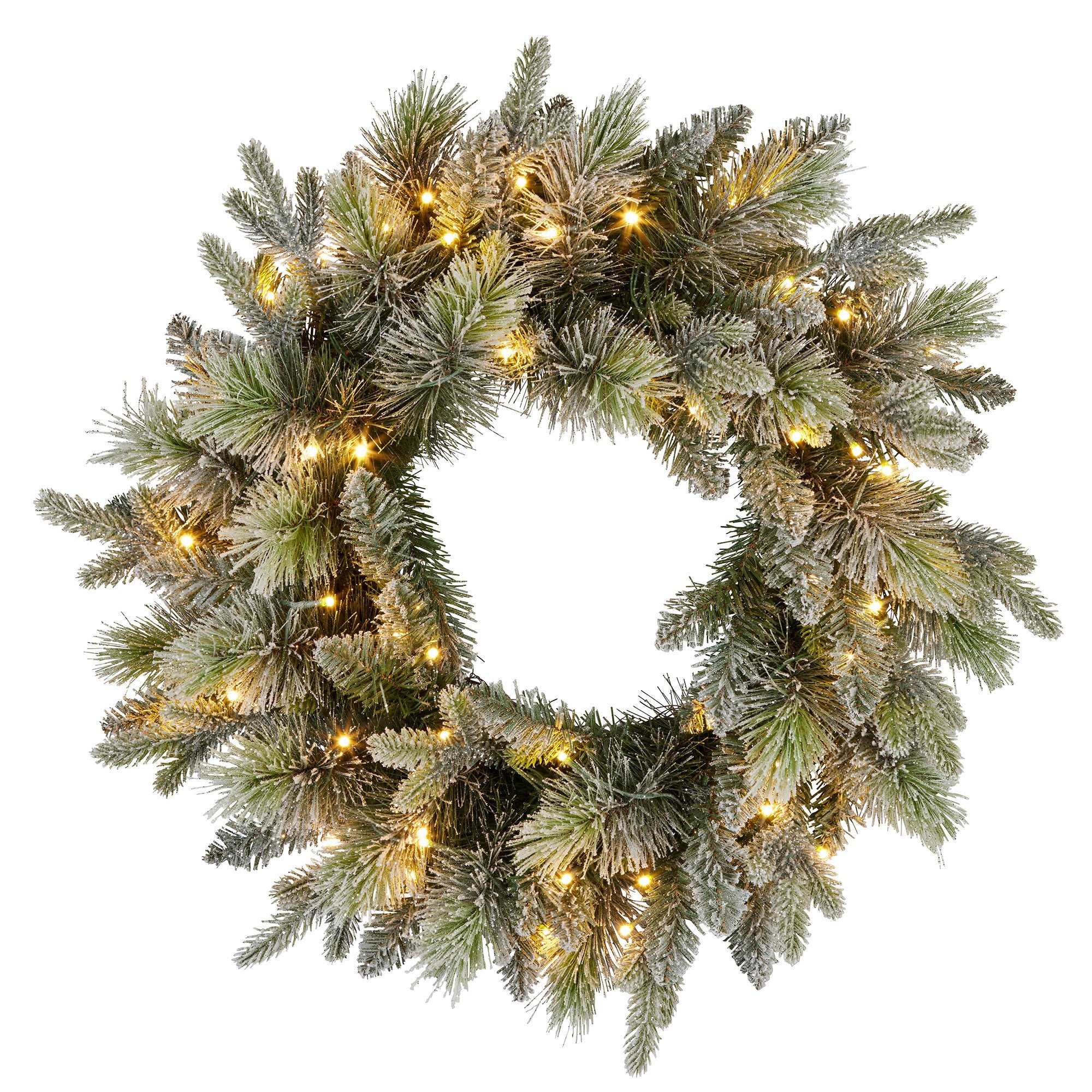 Christabelle 61cm Christmas Wreath Snowy Stamford Spruce with Coloured LED Lights Front Door Decoration V240-112_NATSS61