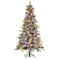 National Tree Company Snowy Stamford Spruce 7.5ft Christmas Tree Multi Functional White Coloured LED Lights & V240-112_NATSS75