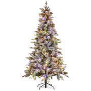National Tree Company Snowy Stamford Spruce 7.5ft Christmas Tree Multi Functional White Coloured LED Lights & V240-112_NATSS75