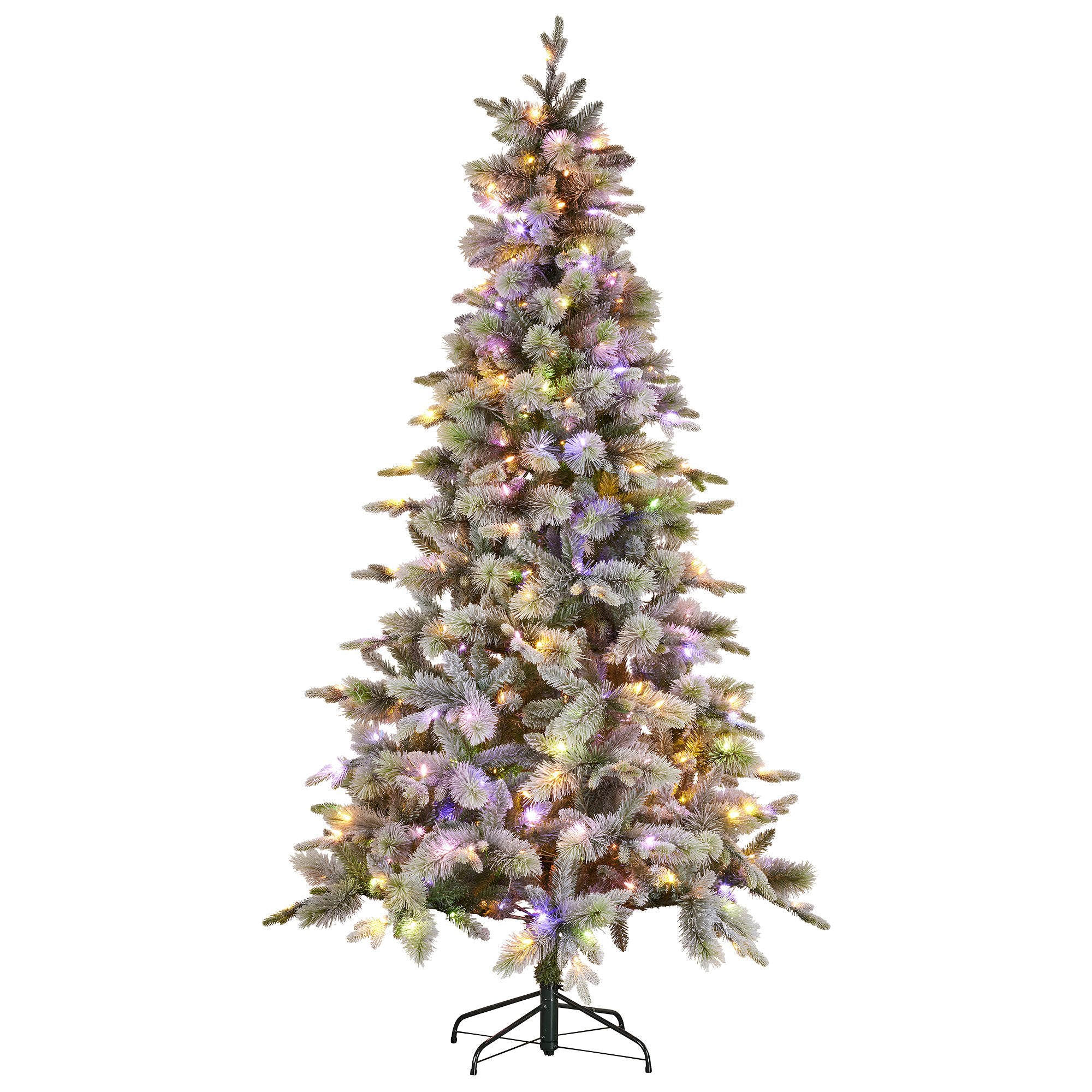 National Tree Company Snowy Stamford Spruce 7.5ft Christmas Tree Multi Functional White Coloured LED Lights & V240-112_NATSS75