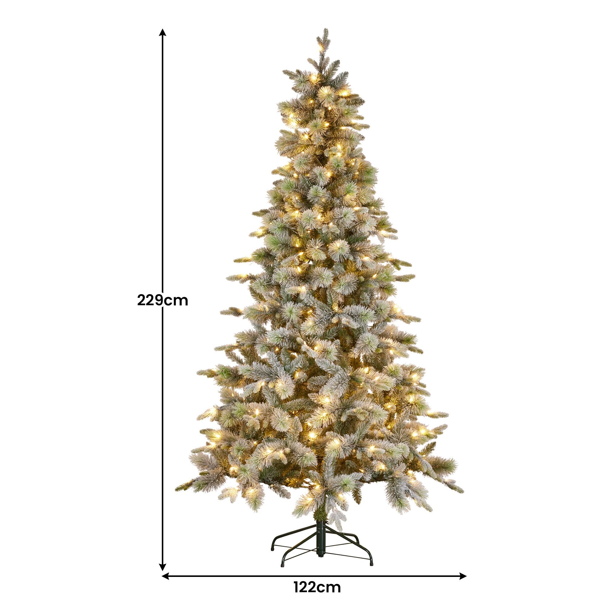 National Tree Company Snowy Stamford Spruce 7.5ft Christmas Tree Multi Functional White Coloured LED Lights & V240-112_NATSS75