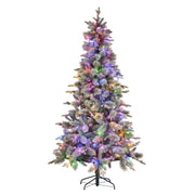 National Tree Company Snowy Stamford Spruce 7.5ft Christmas Tree Multi Functional White Coloured LED Lights & V240-112_NATSS75