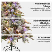 National Tree Company Snowy Stamford Spruce 7.5ft Christmas Tree Multi Functional White Coloured LED Lights & V240-112_NATSS75
