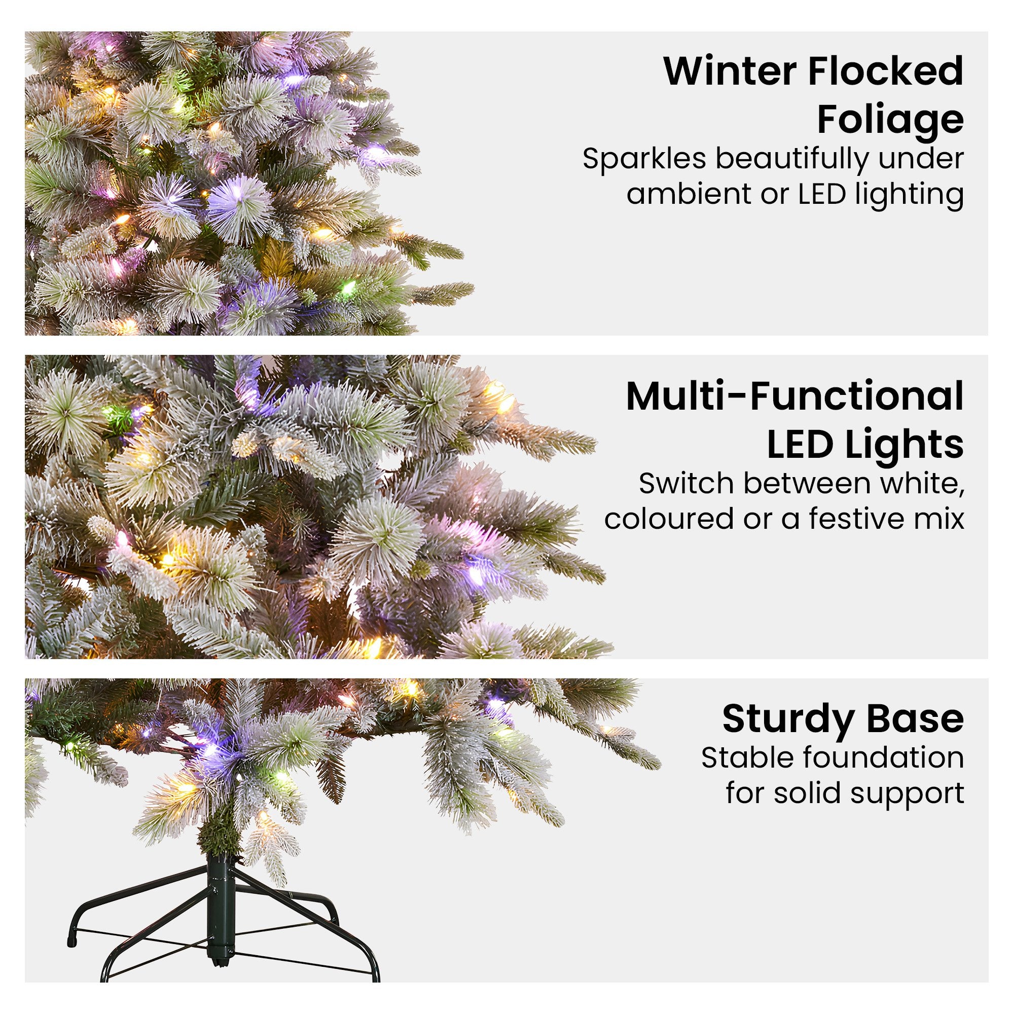 National Tree Company Snowy Stamford Spruce 7.5ft Christmas Tree Multi Functional White Coloured LED Lights & V240-112_NATSS75