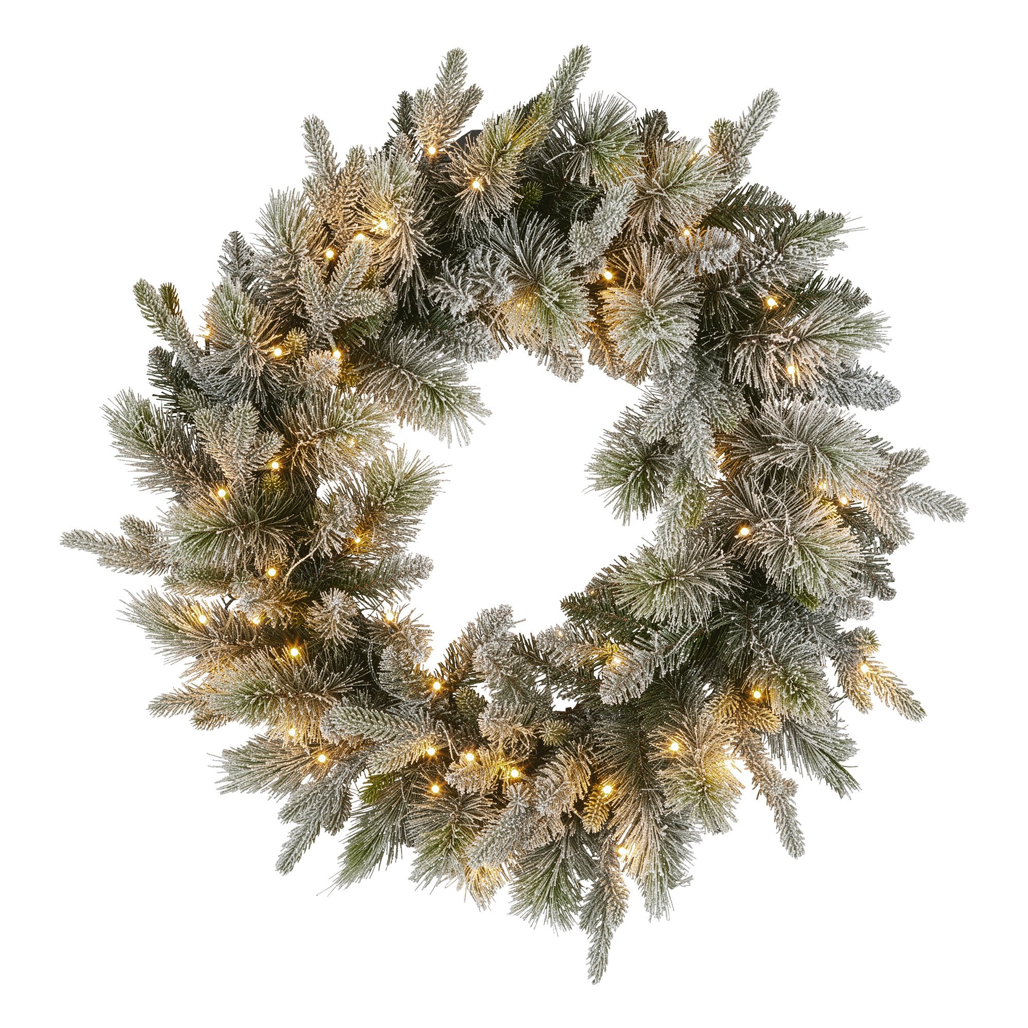 Christabelle 76cm Christmas Wreath Snowy Stamford Spruce with LED Lights Front Door Decoration Ornament V240-112_NATSS76