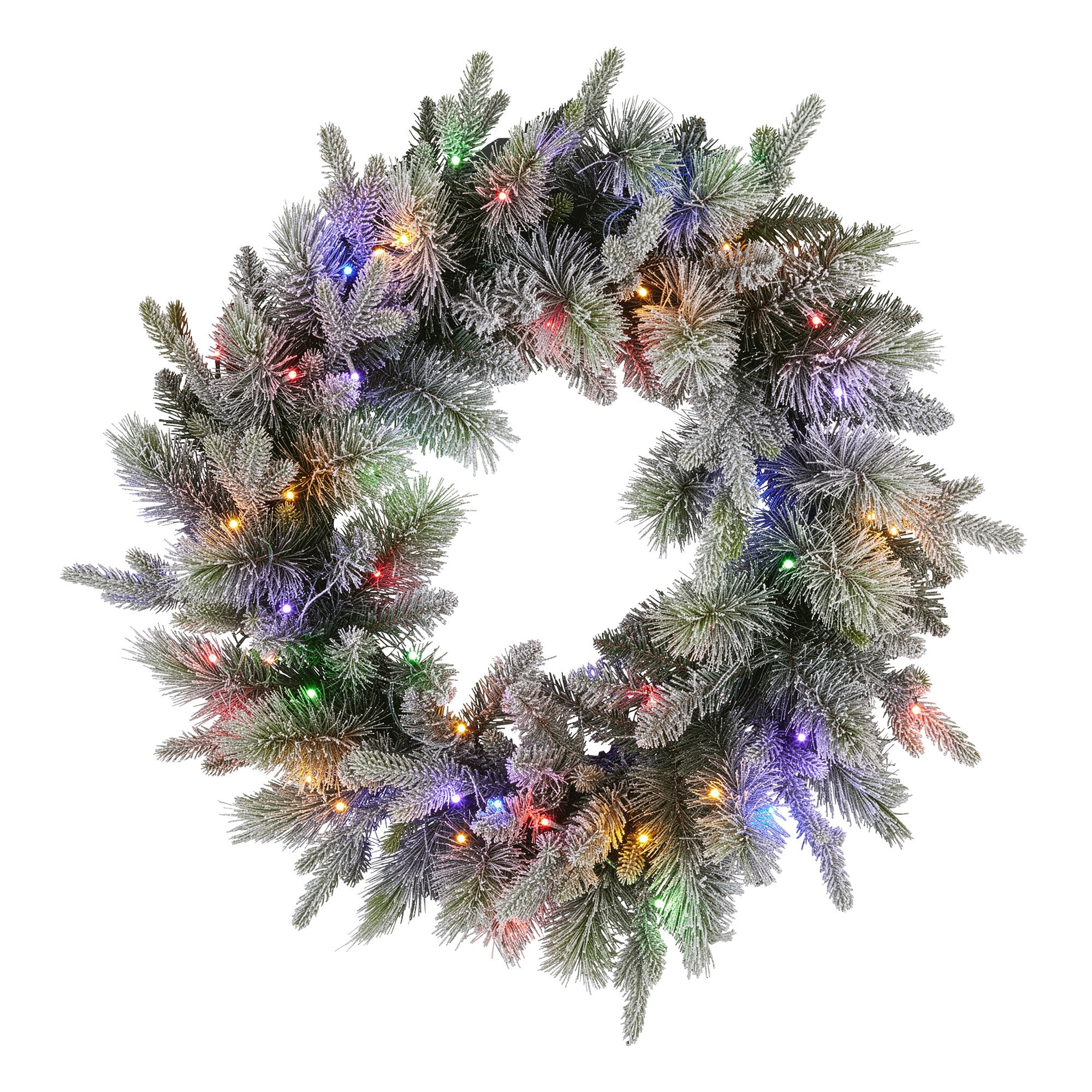 Christabelle 76cm Christmas Wreath Snowy Stamford Spruce with LED Lights Front Door Decoration Ornament V240-112_NATSS76