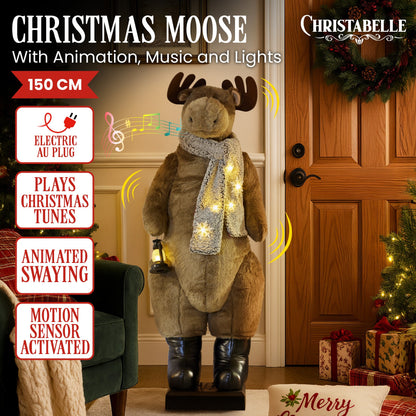 Christabelle 1.5m Musical LED Animated Christmas Moose Decoration Light-Up Lantern Ornament V240-112_NK107