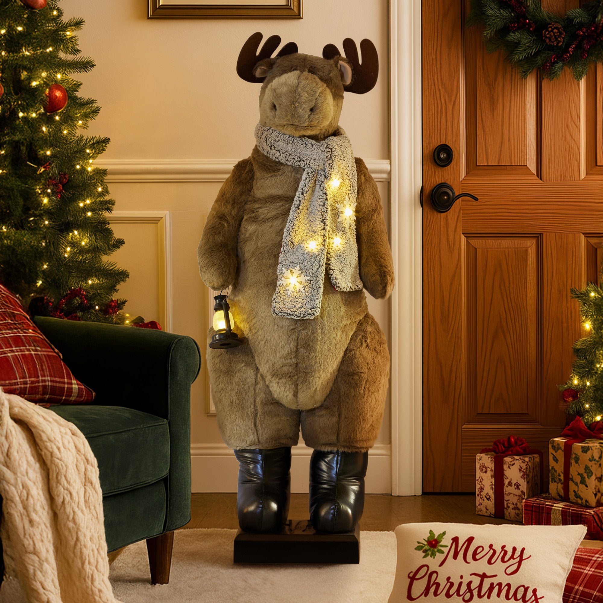 Christabelle 1.5m Musical LED Animated Christmas Moose Decoration Light-Up Lantern Ornament V240-112_NK107