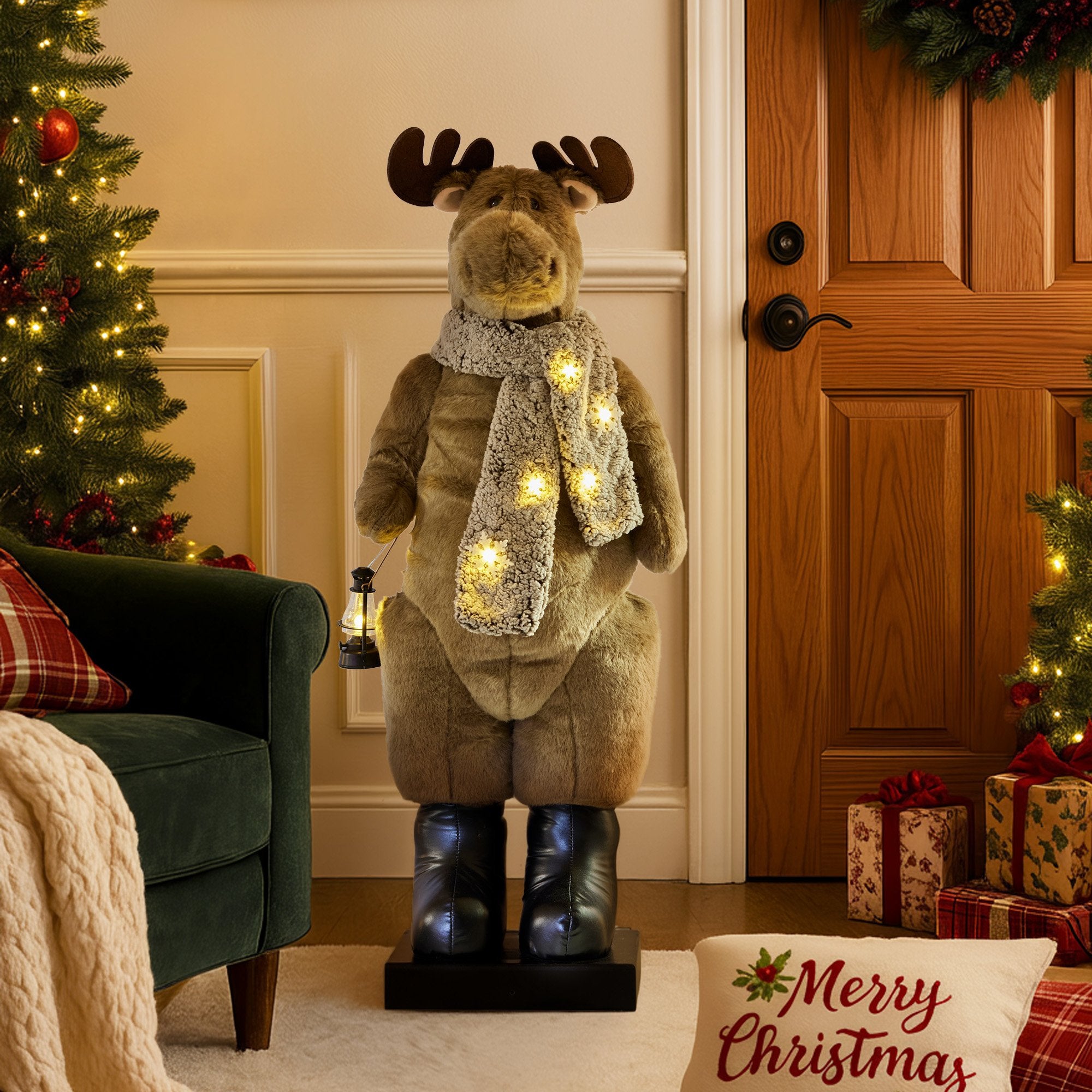 Christabelle 1.1m Musical LED Animated Christmas Moose Decoration Light-Up Lantern Ornament V240-112_NK108