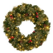 Christabelle 61cm Christmas Wreath Bristle Berry with LED Lights Front Door Decoration Ornament V240-112_OPBB61