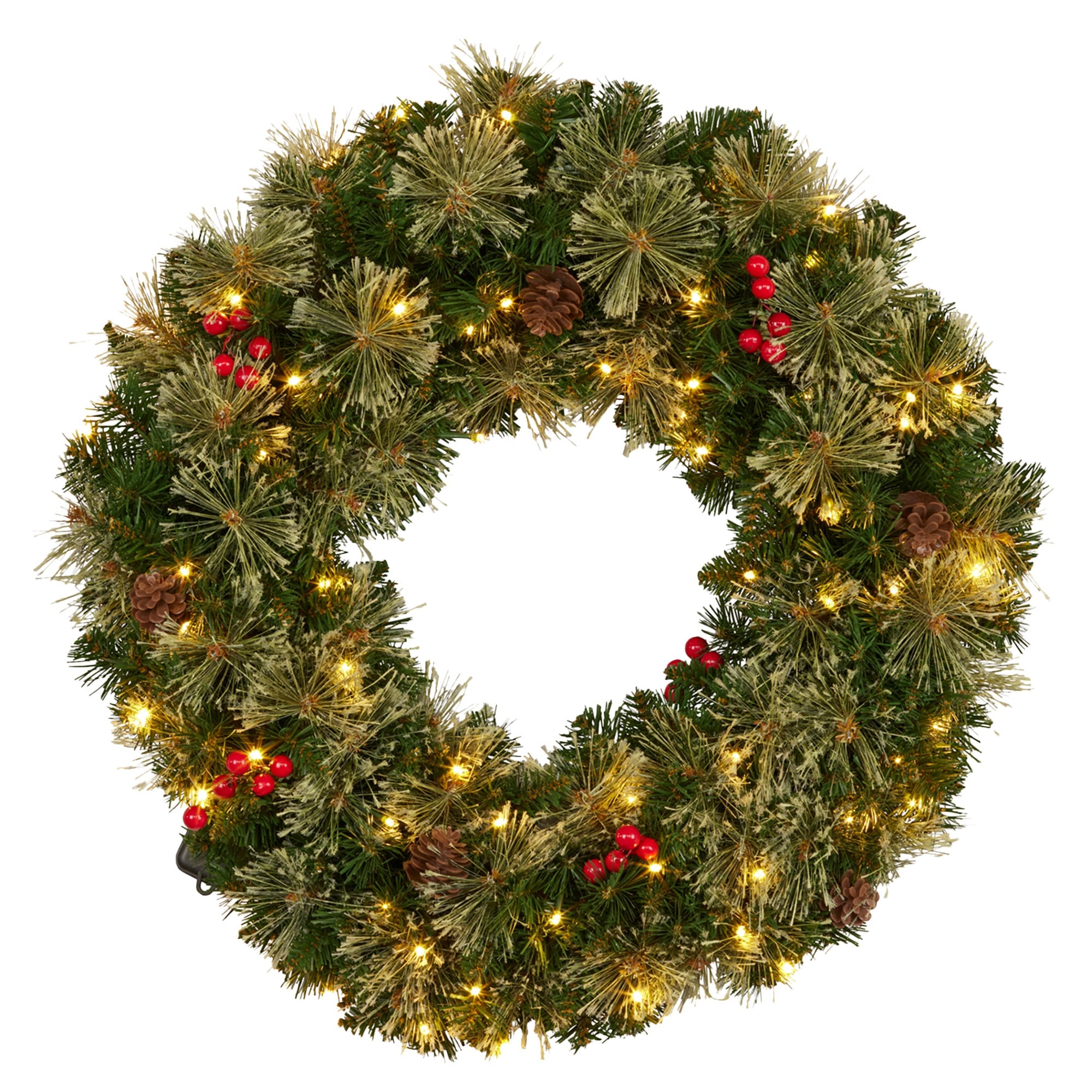 Christabelle 61cm Christmas Wreath Bristle Berry with LED Lights Front Door Decoration Ornament V240-112_OPBB61