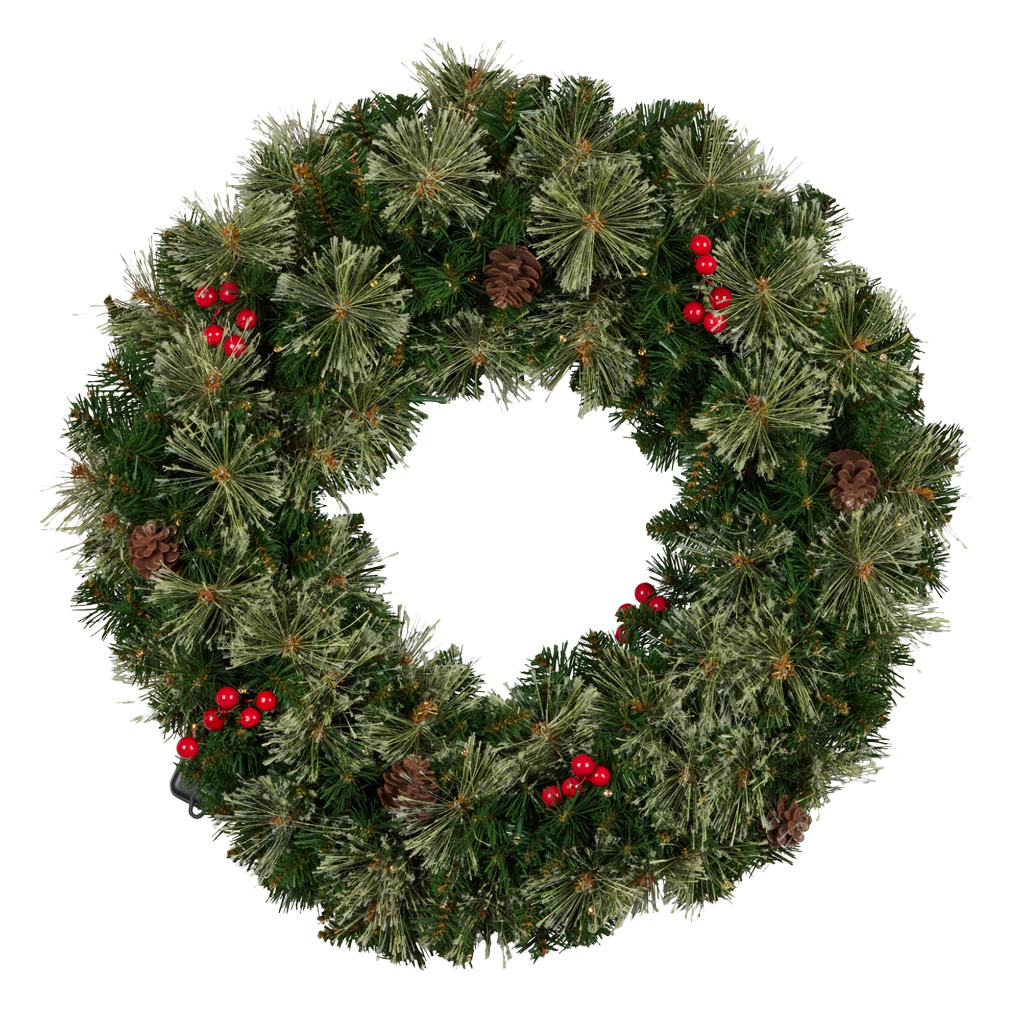 Christabelle 61cm Christmas Wreath Bristle Berry with LED Lights Front Door Decoration Ornament V240-112_OPBB61
