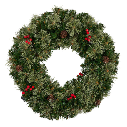 Christabelle 61cm Christmas Wreath Bristle Berry with LED Lights Front Door Decoration Ornament V240-112_OPBB61