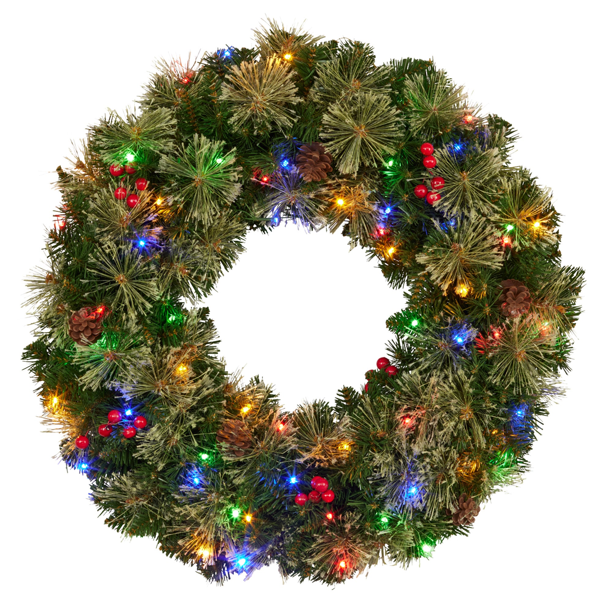 Christabelle 61cm Christmas Wreath Bristle Berry with LED Lights Front Door Decoration Ornament V240-112_OPBB61