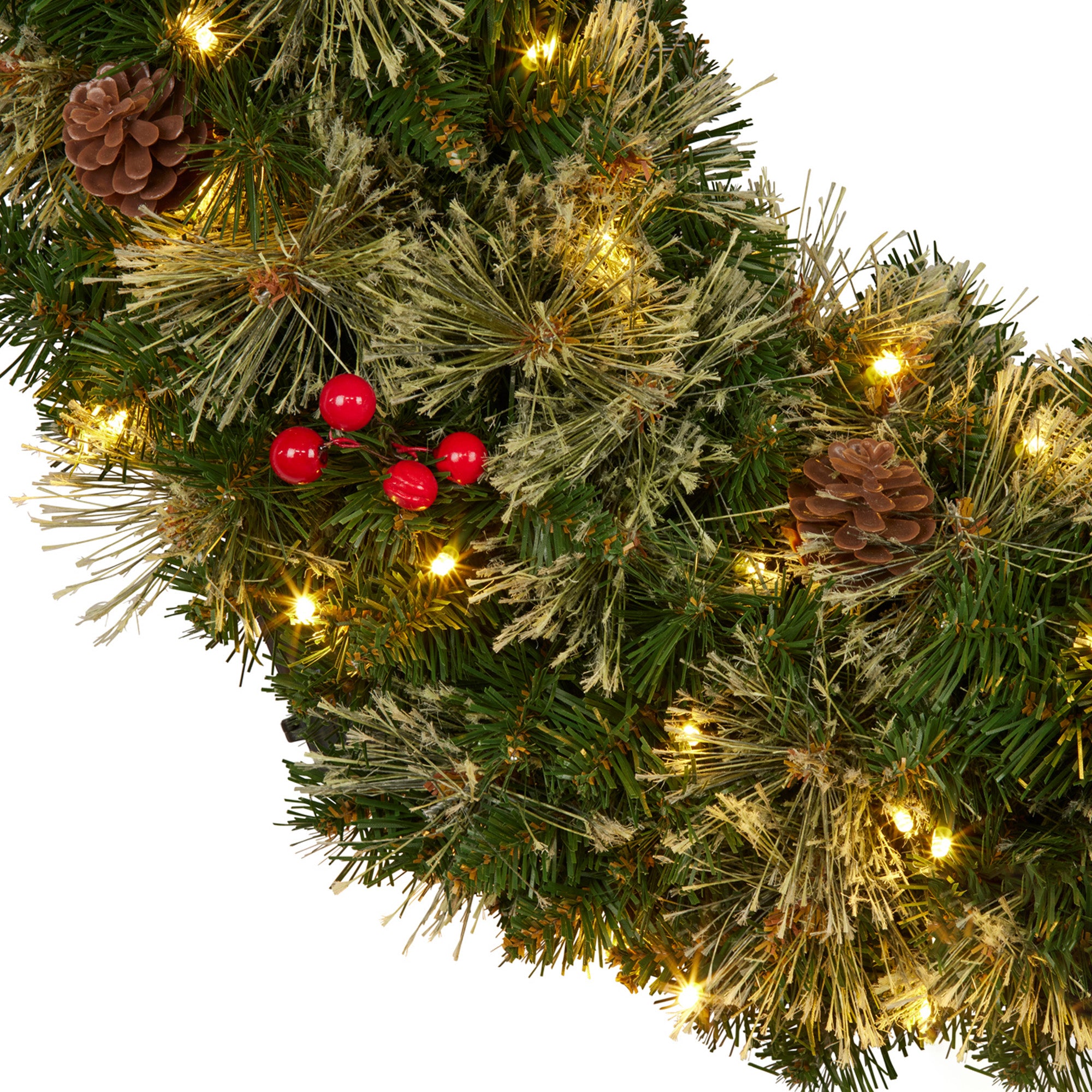 Christabelle 61cm Christmas Wreath Bristle Berry with LED Lights Front Door Decoration Ornament V240-112_OPBB61