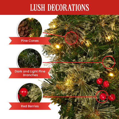 Christabelle 61cm Christmas Wreath Bristle Berry with LED Lights Front Door Decoration Ornament V240-112_OPBB61