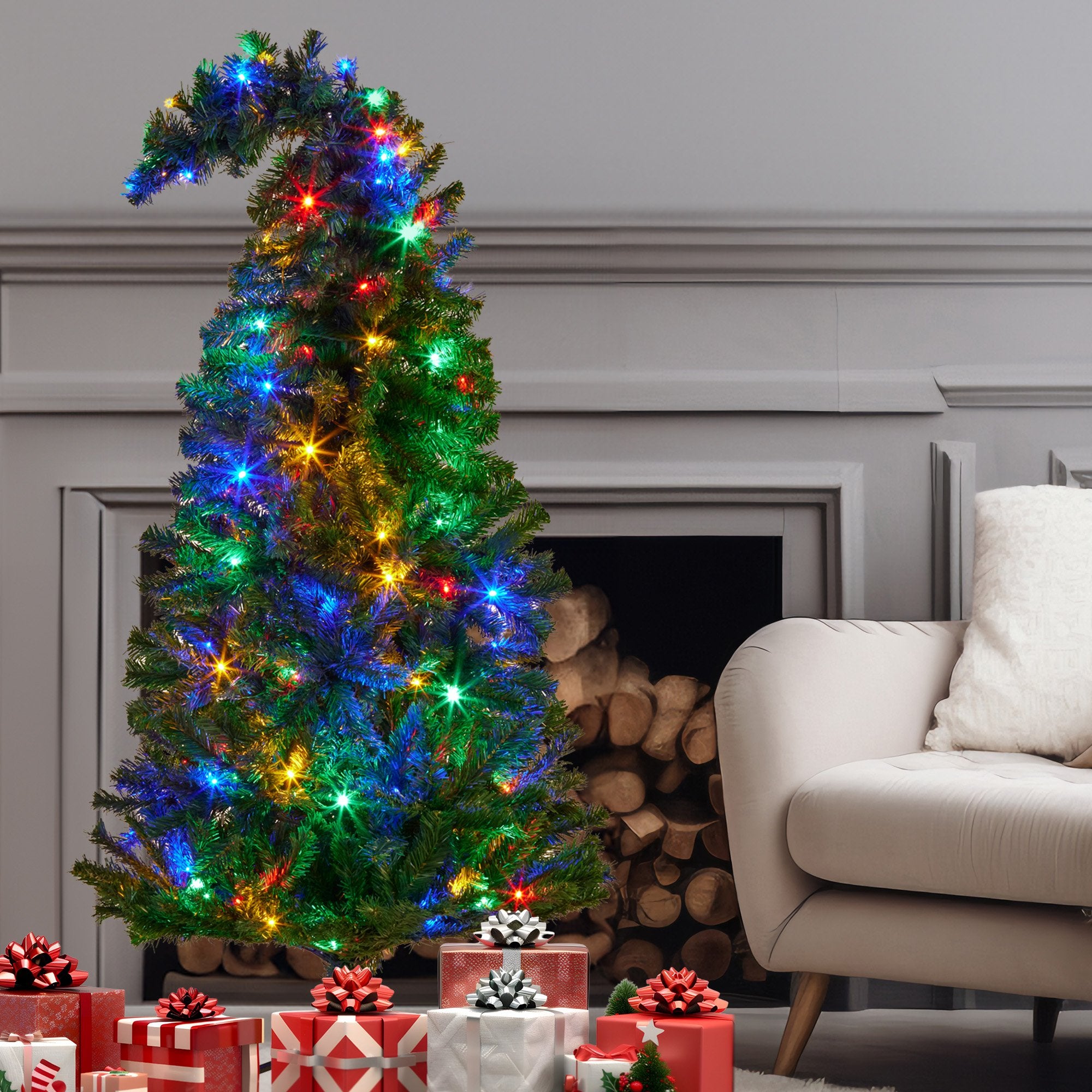 Christabelle Bad Santa 1.2m Curved Multicolour Pre-Lit Christmas Tree with 550 Tips V240-112_OPBS4