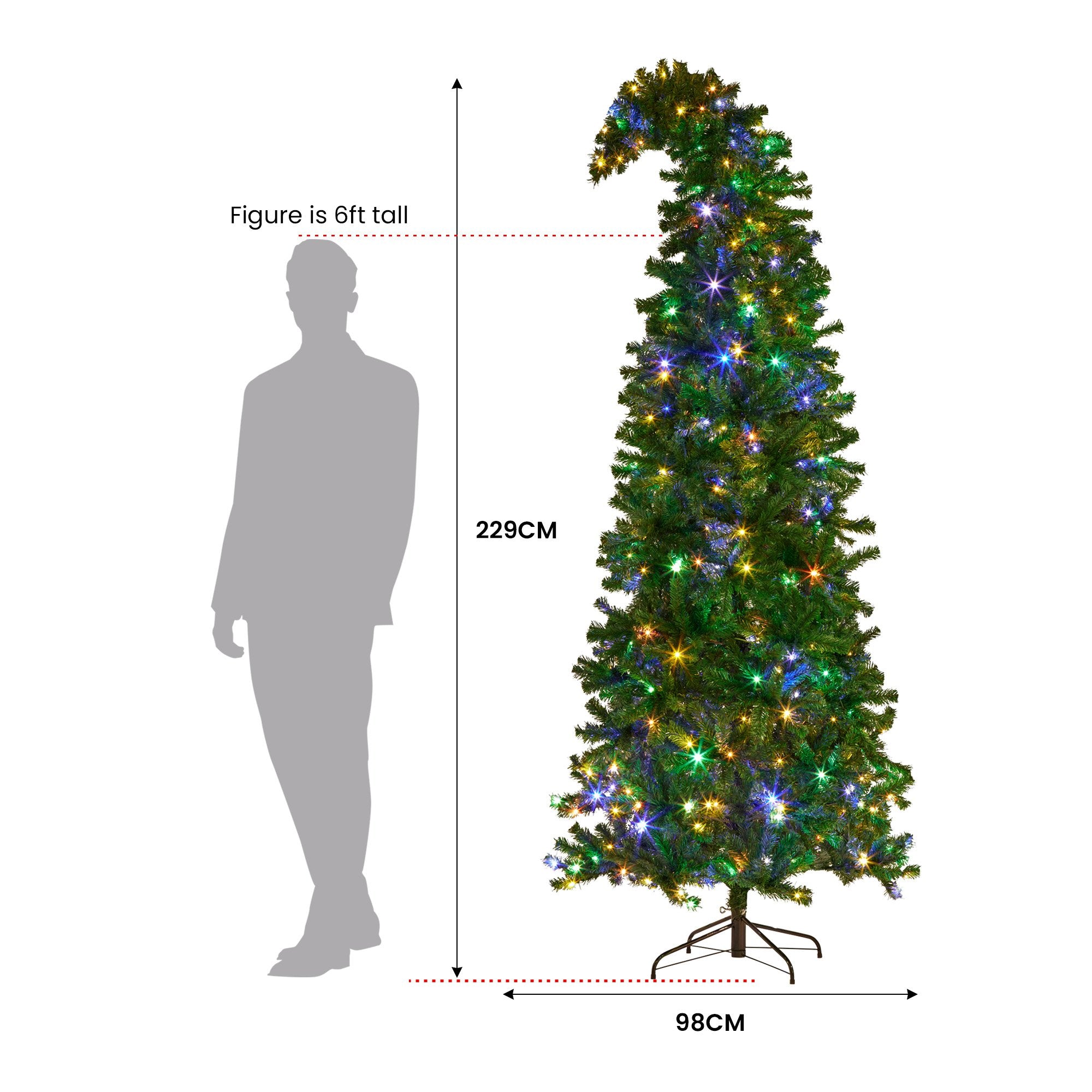 Christabelle Bad Santa 2.3m Curved Multicolour Pre-Lit Christmas Tree with 1240 Tips V240-112_OPBS75