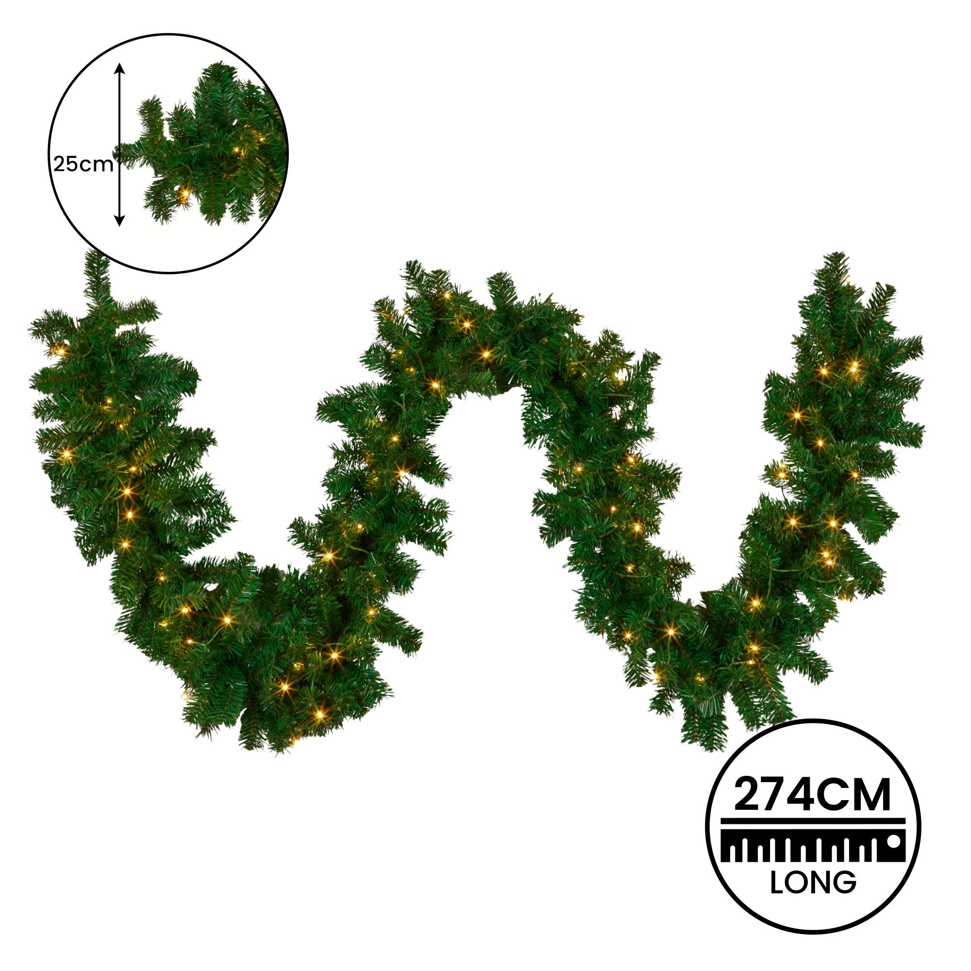 Christabelle 2.7m Christmas Garland with LED Lights Chadwick Tree Decoration Ornament V240-112_OPCG274