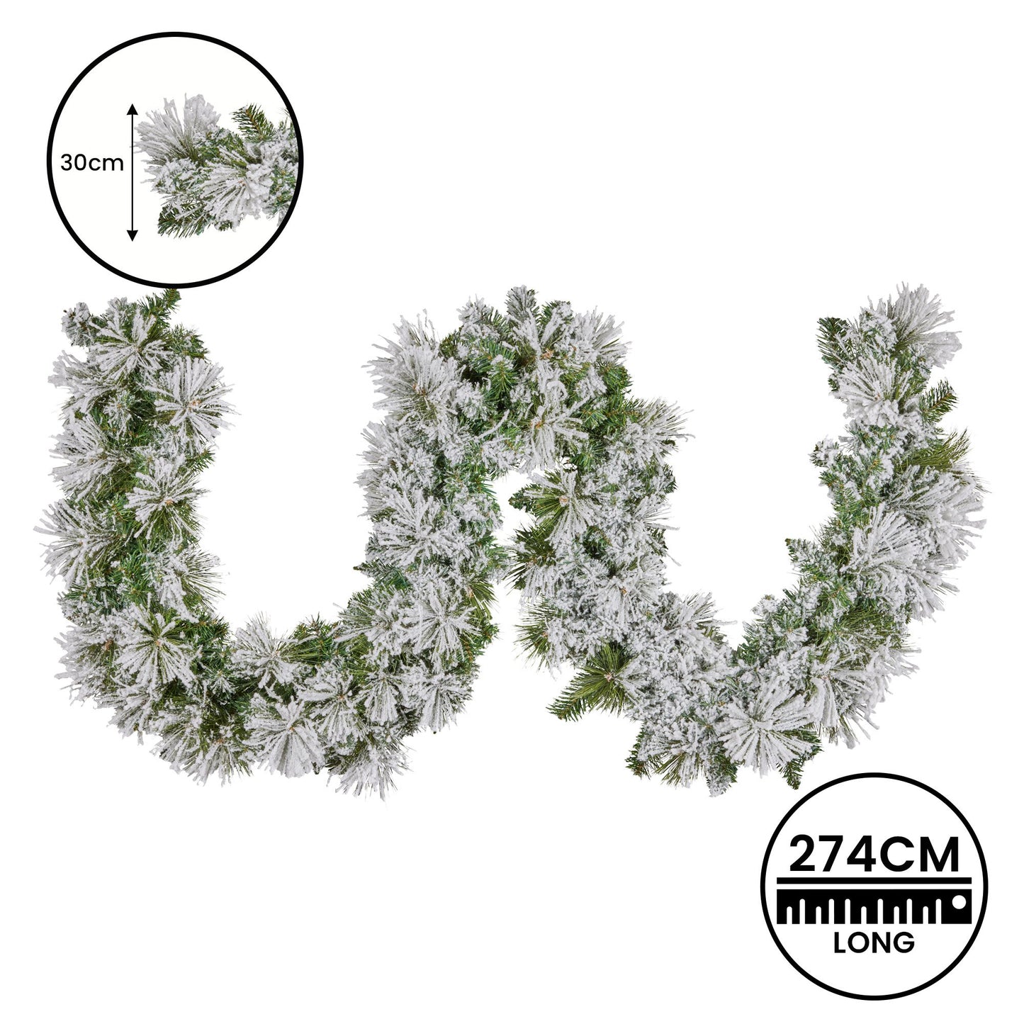 Christabelle 274cm Majestic Snow Prelit Christmas Garland V240-112_OPMS274