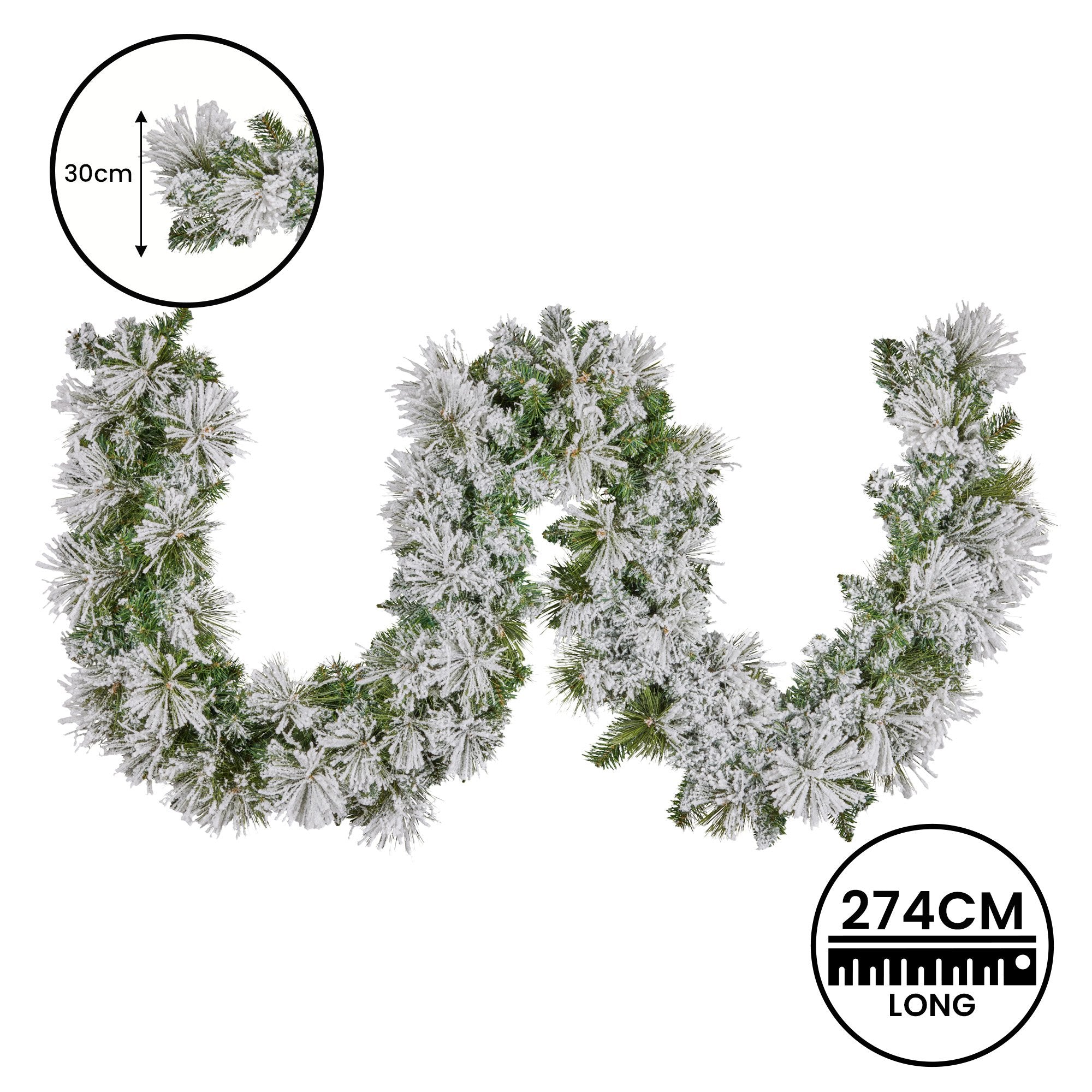 Christabelle 274cm Majestic Snow Prelit Christmas Garland V240-112_OPMS274