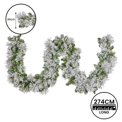 Christabelle 274cm Majestic Snow Prelit Christmas Garland V240-112_OPMS274