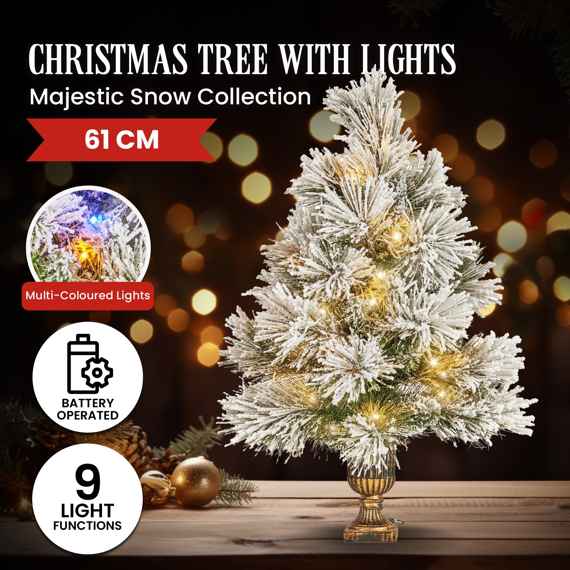 Christabelle 61cm Majestic Snow Tabletop Prelit Christmas Tree V240-112_OPMS2P