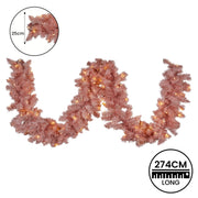 Christabelle 274cm Pretty In Pink Christmas Garland With Led Lights V240-112_OPP274