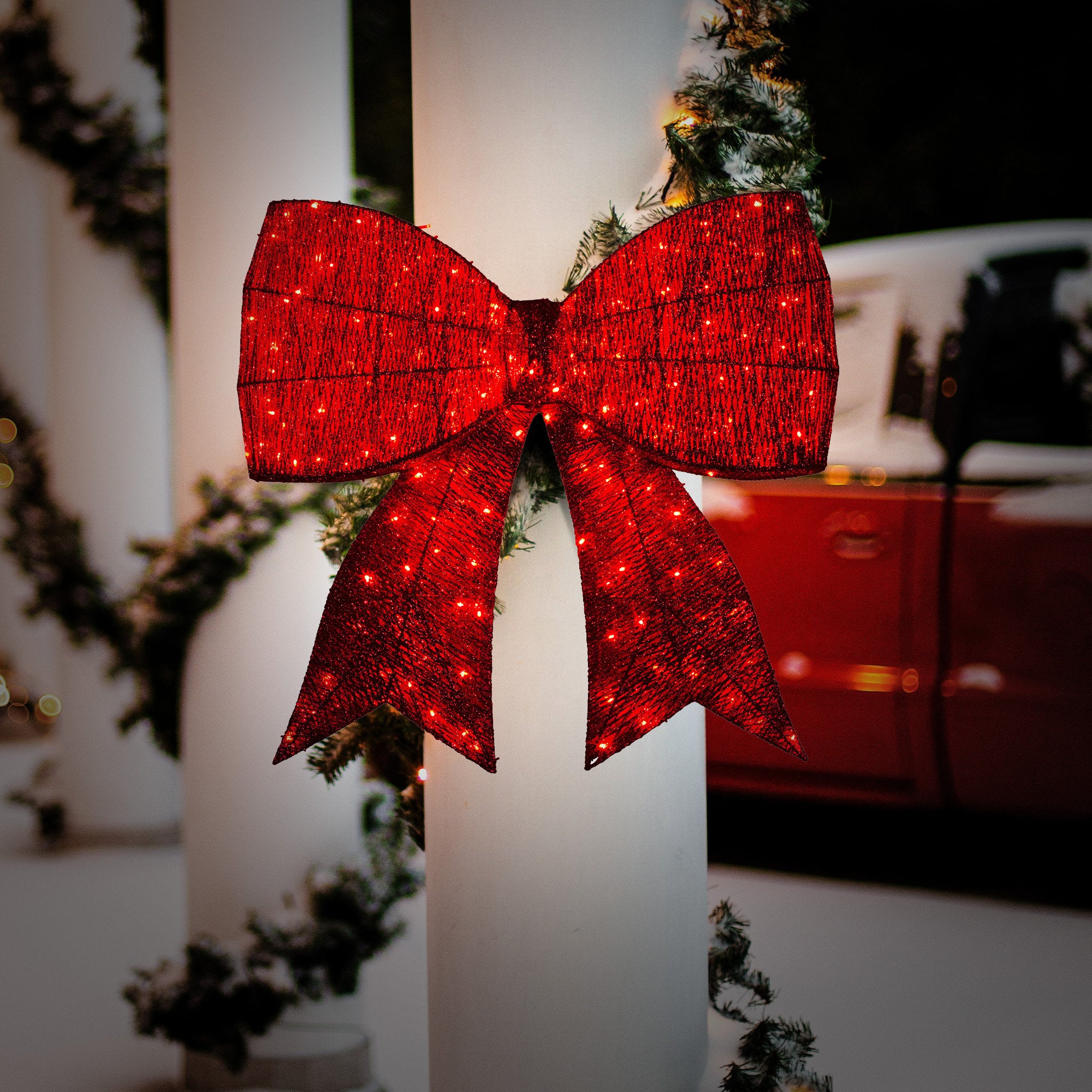 Christabelle Christmas Display Bow 91cm with LED and Twinkle Lights 5 Functions Christmas Festive Decorations V240-112_SB403