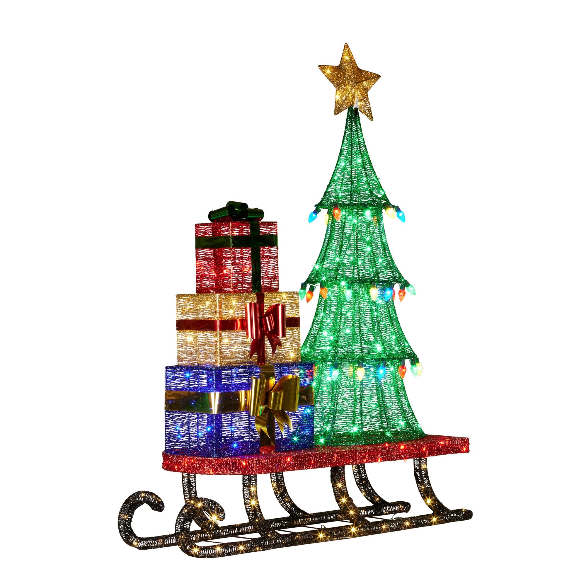 Christabelle Christmas Display Sled 183cm With Tree And Presents Led Lights & C9 Bulbs V240-112_SB404