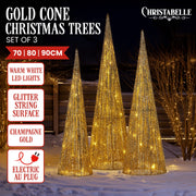 Christabelle 3pc Christmas Tree Indoor Outdoor Display Decoration LED Lights Front Yard Lawn Statue Ornament V240-112_SB500
