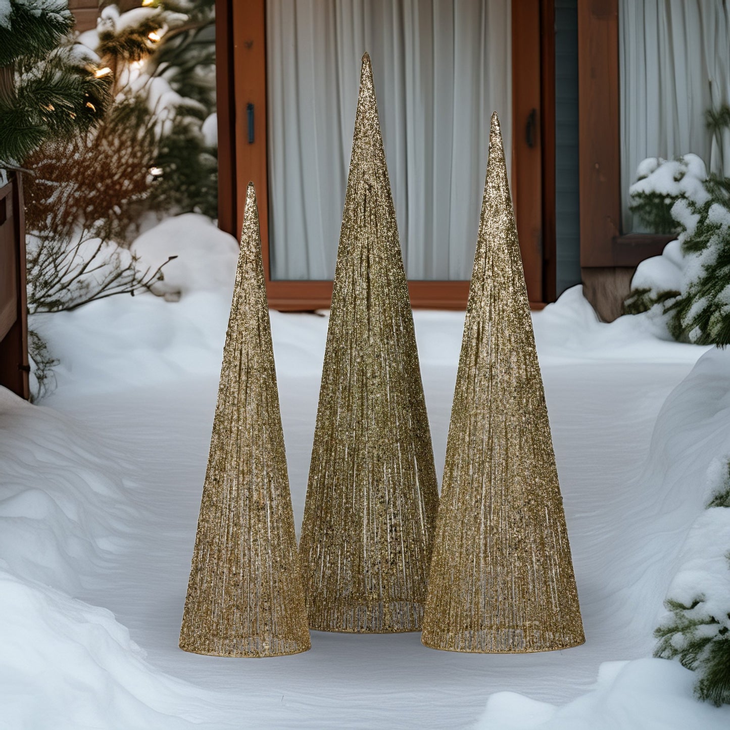 Christabelle 3pc Christmas Tree Indoor Outdoor Display Decoration LED Lights Front Yard Lawn Statue Ornament V240-112_SB500