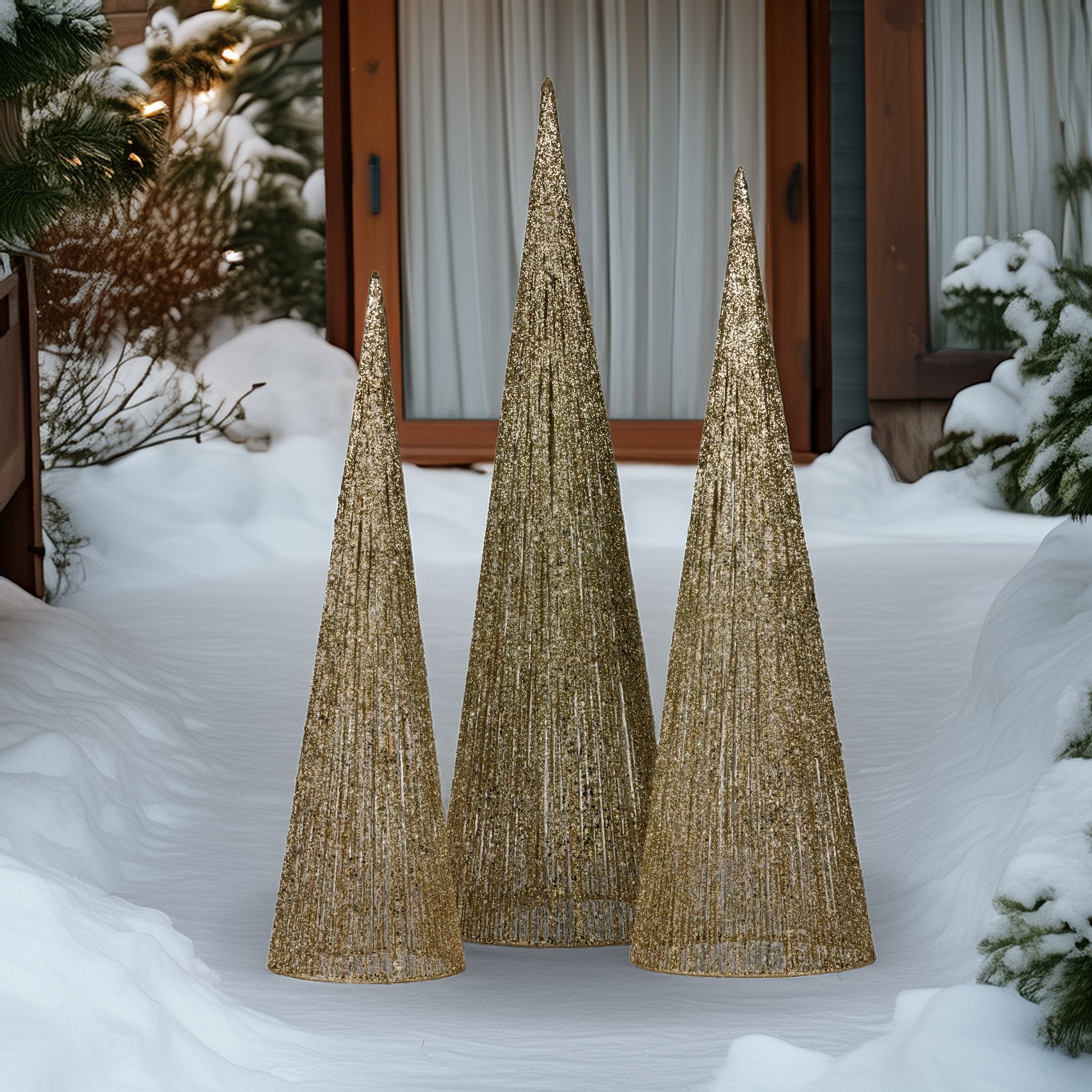Christabelle 3pc Christmas Tree Indoor Outdoor Display Decoration LED Lights Front Yard Lawn Statue Ornament V240-112_SB500
